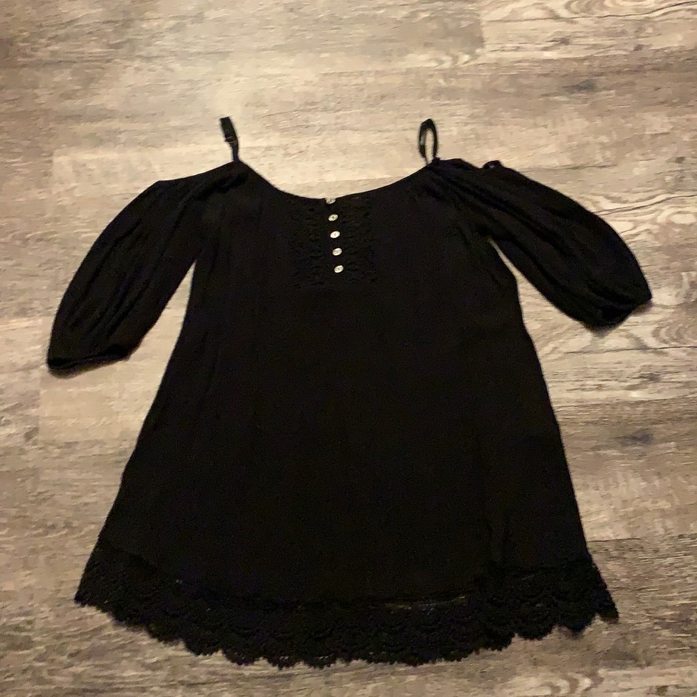 Forever21 Black Open-Shoulder Dress - Size Small
